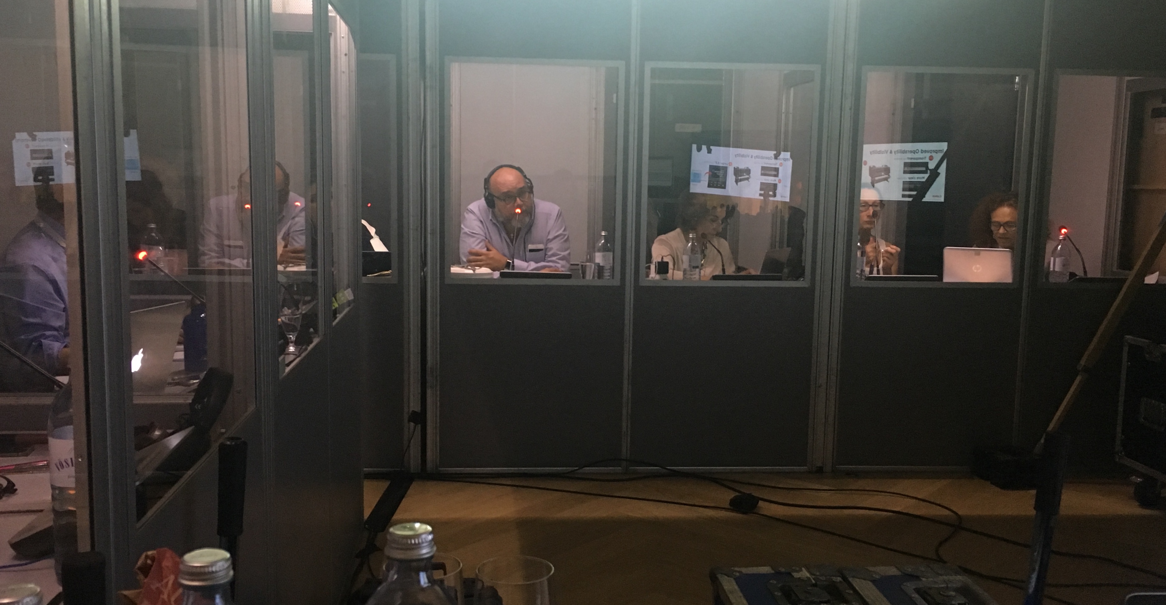 Simultaneous Interpreters working in booths at Canon Vienna